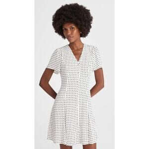 Madewell | NWT Button Front Mini Dress White Black Dot Linear Lighthouse | Sz 14